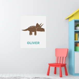 Cute Brown Triceratops Dinosaur För barn Dino Boy Poster