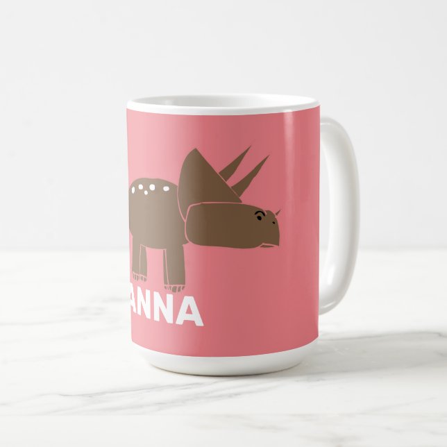 Cute Brown Triceratops Dinosaur För barn Kaffemugg (Framsida höger)