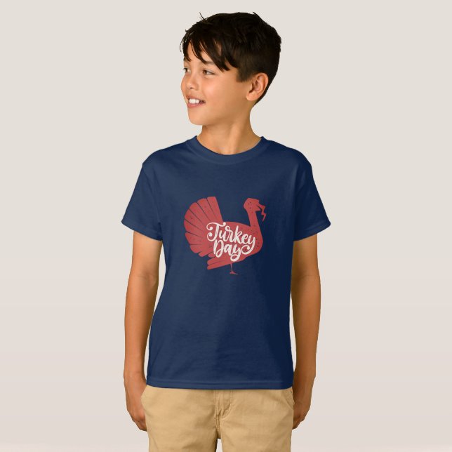 Cute Brown Turkey Shape with Text Typography T Shirt (Hel framsida)