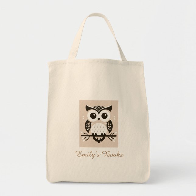 Cute Brown uggla personlig bibliotek bok Tygkasse (Framsidan)