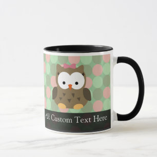 Cute Brown Uggla w/Rosa Bow Mugg