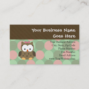 Cute Brown Uggla w/Rosa Bow Visitkort