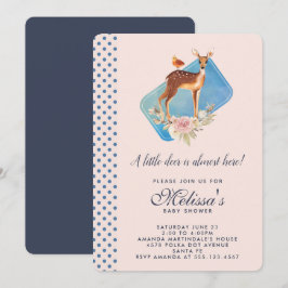 Cute Brown Watercolor Hjort Baby Shower Inbjudningar