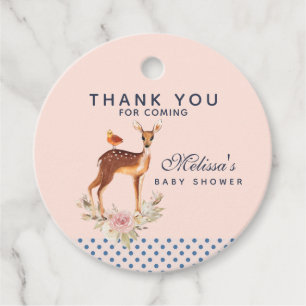 Cute Brown Watercolor Hjort Rustic Baby Shower Gåvor Etiketter
