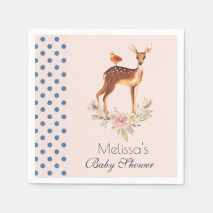 Cute Brown Watercolor Hjort Rustic Baby Shower Pappersservett