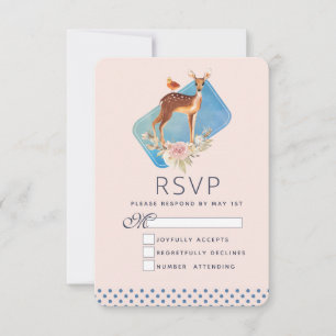Cute Brown Watercolor Hjort Rustic Elegance Bröllo OSA Kort