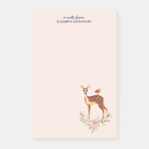 Cute Brown Watercolor Hjort Rustic Post-it Block