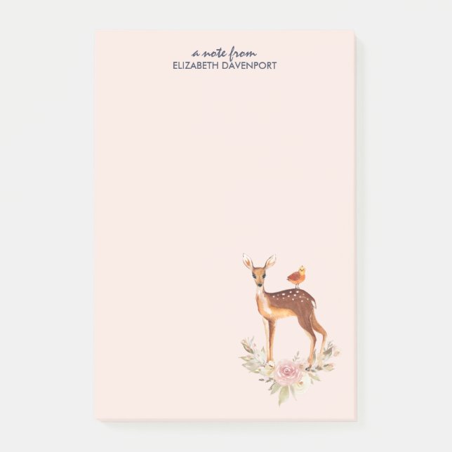 Cute Brown Watercolor Hjort Rustic Post-it Block (Framsida)