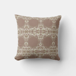 Cute Brown White Floral Kudde
