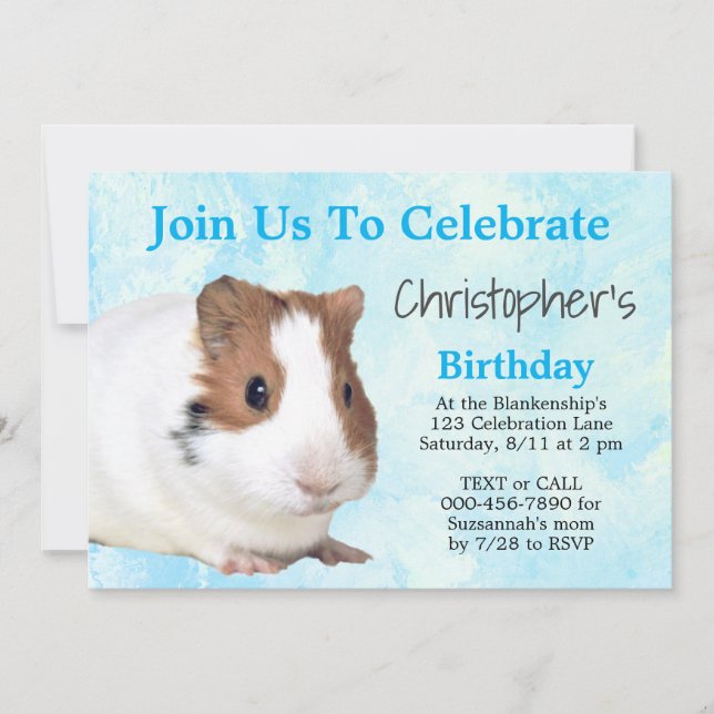 Cute Brown White Guinea Gris Anpassningsbar Party Inbjudningar (Framsida)