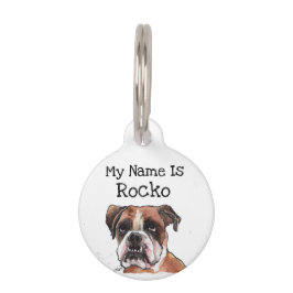 Cute Brown & White roligt Boxer Hund Watercolor Ar Djurbricka