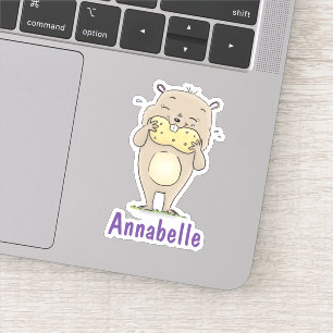Cute brun hamster som äter en nöt-tecknad klistermärken