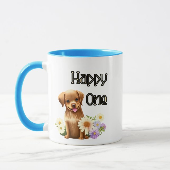 Cute brun hund mugg (Vänster)