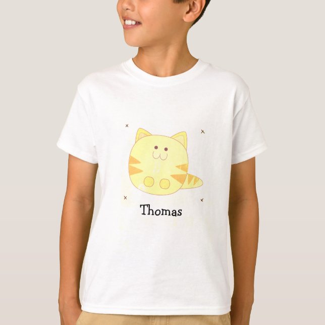 Cute brun katt rosa mönster t shirt (Framsida)
