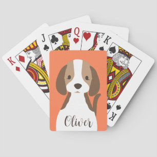 Cute brun och vit hund porträtt casinokort