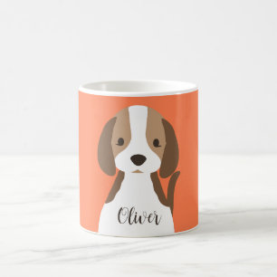 Cute brun och vit hund porträtt kaffemugg
