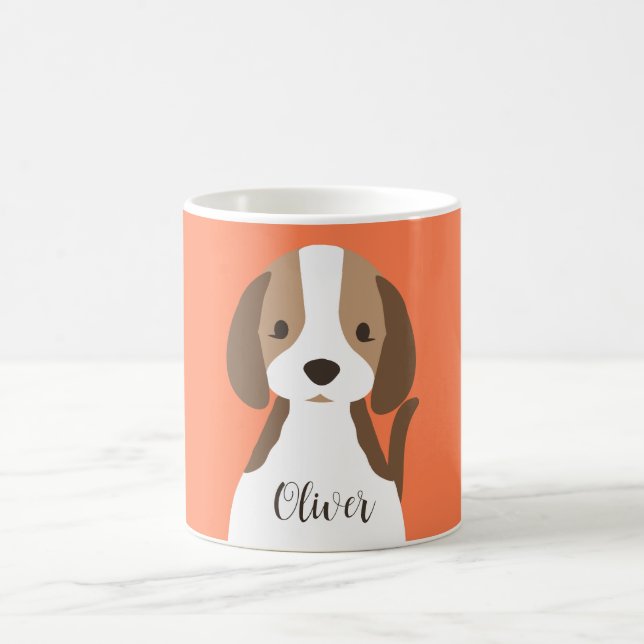 Cute brun och vit hund porträtt kaffemugg (Center)