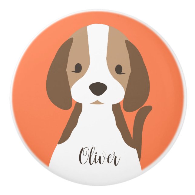 Cute brun och vit hund porträtt knopp (Framsidan)