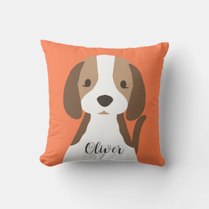 Cute brun och vit hund porträtt kudde