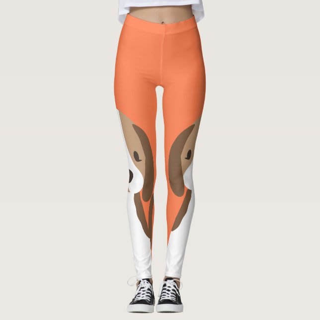 Cute brun och vit hund porträtt leggings (Framsida)