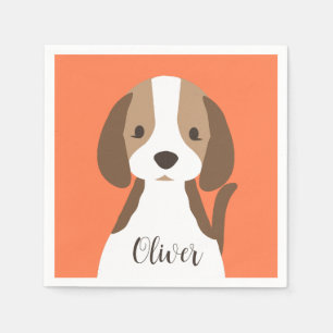 Cute brun och vit hund porträtt pappersservett