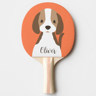 Cute brun och vit hund porträtt pingisracket