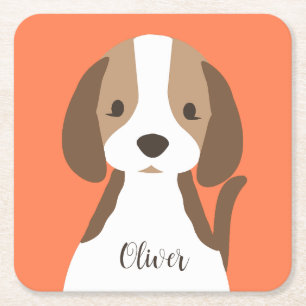Cute brun och vit hund porträtt underlägg papper kvadrat