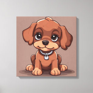 Cute-brun valp canvastryck