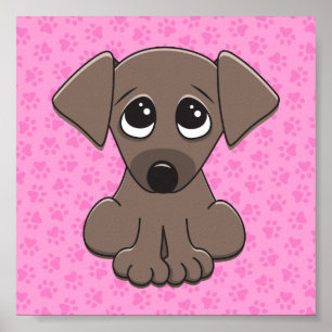 Cute-brun valp-hund på rosa sidutskrifts bakgrund poster