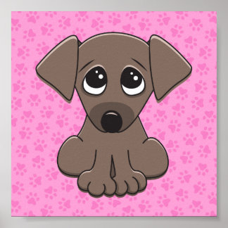 Cute-brun valp-hund på rosa sidutskrifts bakgrund poster