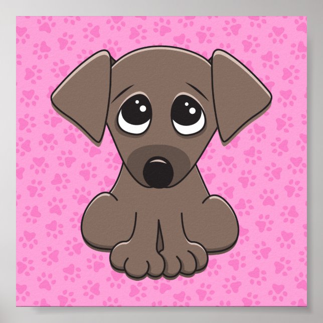 Cute-brun valp-hund på rosa sidutskrifts bakgrund poster (Framsidan)