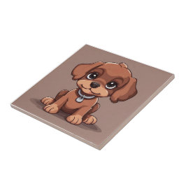 Cute-brun valp kakelplatta