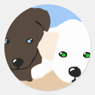 Cute-bruna och vita labrador-konsthissar runt klistermärke