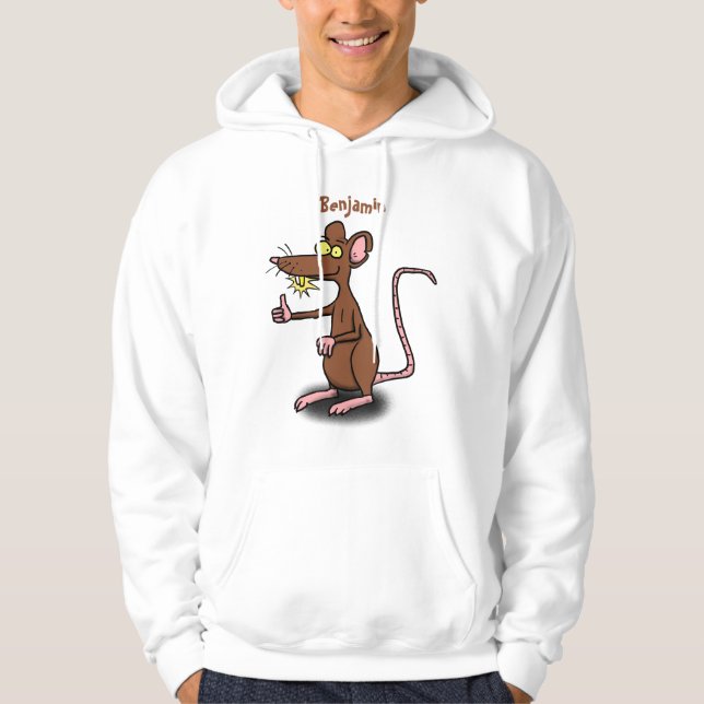 Cute-bruna råtta-tummar uppåt tecknad hoodie (Framsida)