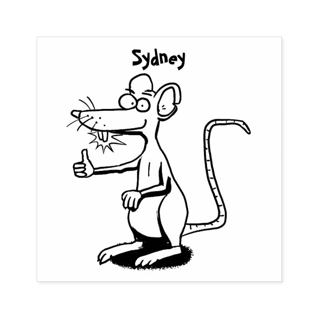 Cute-bruna råtta-tummar uppåt tecknad stämpel (Tryck)