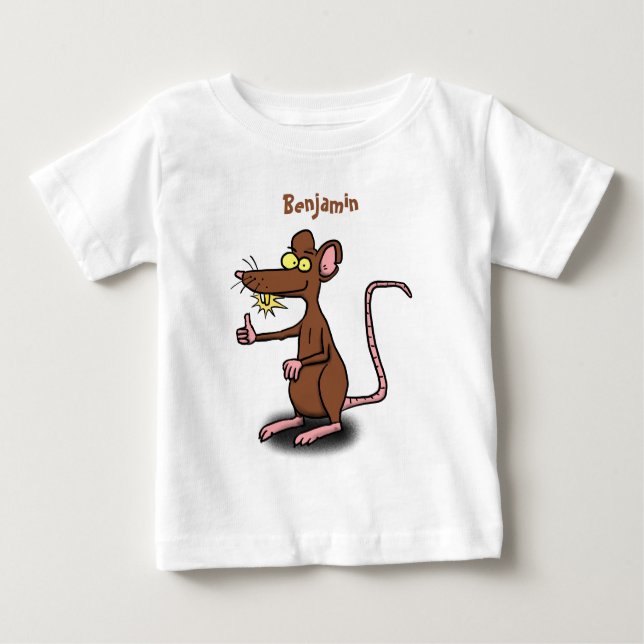 Cute-bruna råtta-tummar uppåt tecknad t shirt (Framsida)