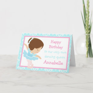 Cute Brunette Ballerina Birthday Card Kort