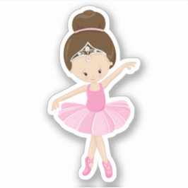 Cute Brunette Ballerina Girl Klistermärken