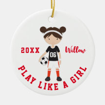 Cute Brunette Girl Soccer Personlig jul C