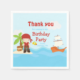 Cute Brunette Pirat Boy i Red Birthday Pappersservett