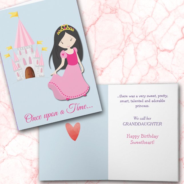 Cute Brunette Princess Granddotter Birthday Card Helgkort (Skapare uppladdad)