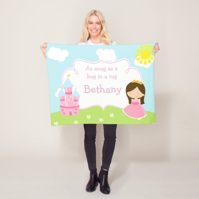 Cute Brunette Vår lilla prinsessa Fleecefilt (På plats)