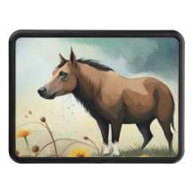 Cute-brunponny i blommigten fält