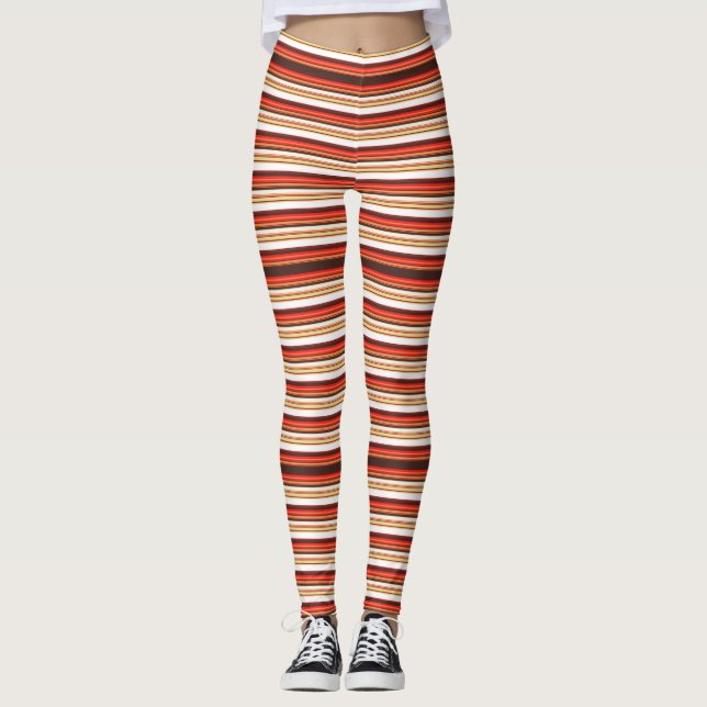 Cute brunröd rand leggings (Framsida)
