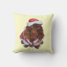 Cute brunspaniel-hund vid jul