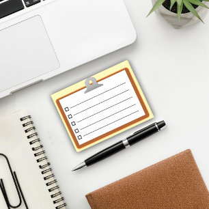 Cute-brunt urklipp, vit papper checklista 4 x 3 tu post-it block