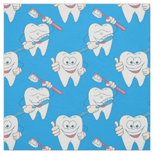 Cute Brush Teeth Mönster Tyg