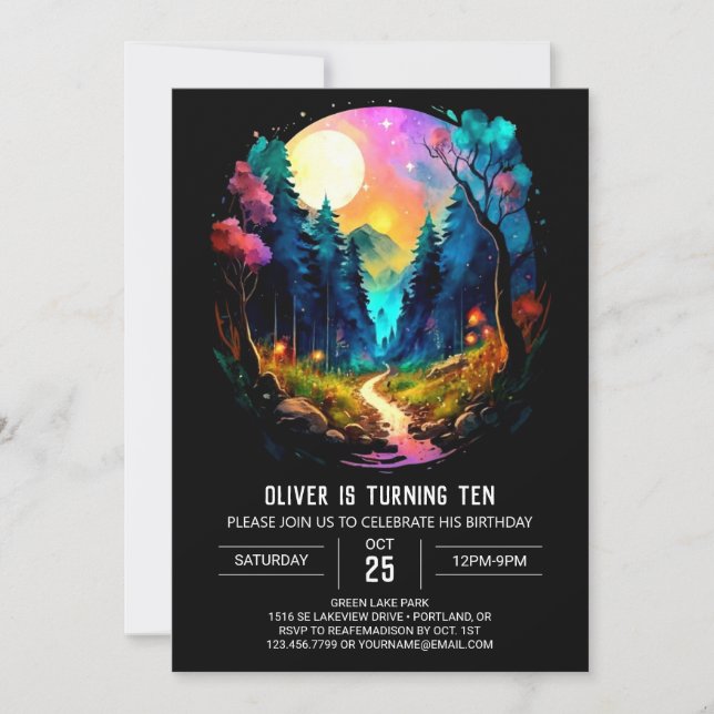 Cute Brushwood på Skogen födelsedag Inbjudningar (Framsida)