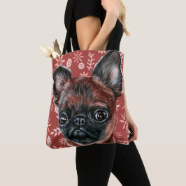 Cute Brussels Griffon Hund Flower Mönster Tygkasse