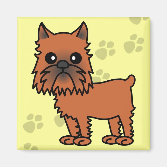 Cute Brussels Griffon Tecknad - klippt Öron Magnet (Framsidan)